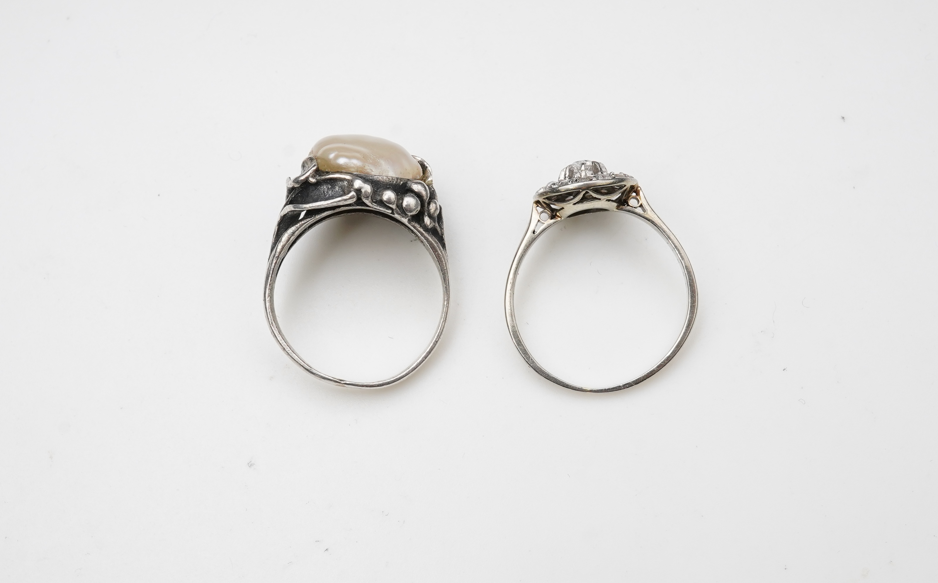 A collection of jewels including a diamond ring, late 19th/early 20th century